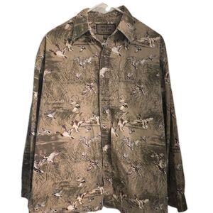 Woods & Water Men's Duck Camo Patterned Long Sleeve Button Up Shirt Size L